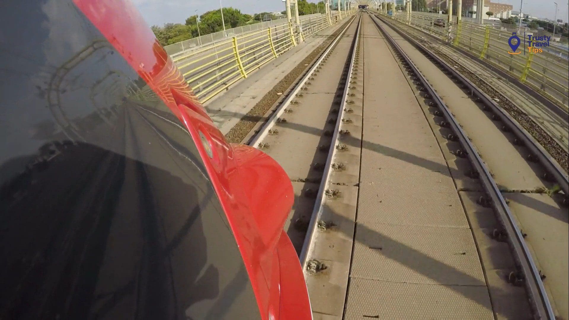 View from train on tracks