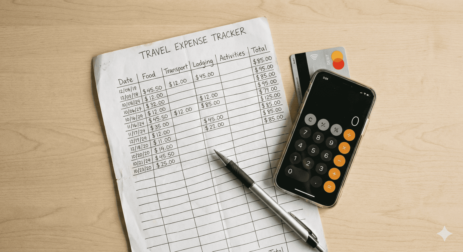 daily holiday spending plan tracker example