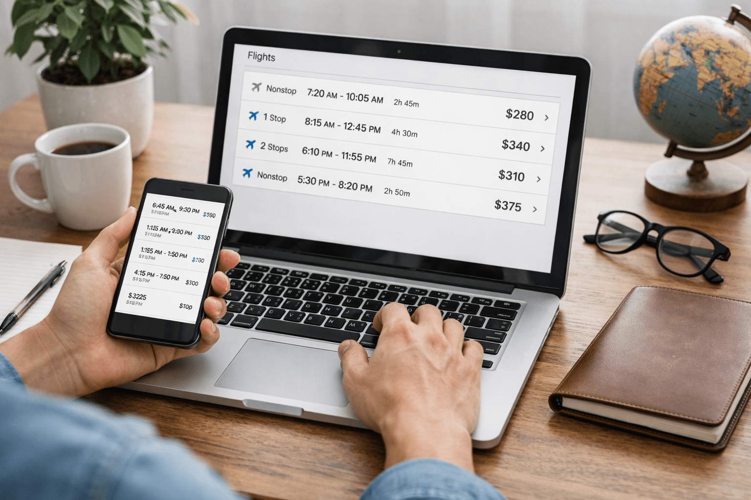 comparing flight prices across multiple booking websites