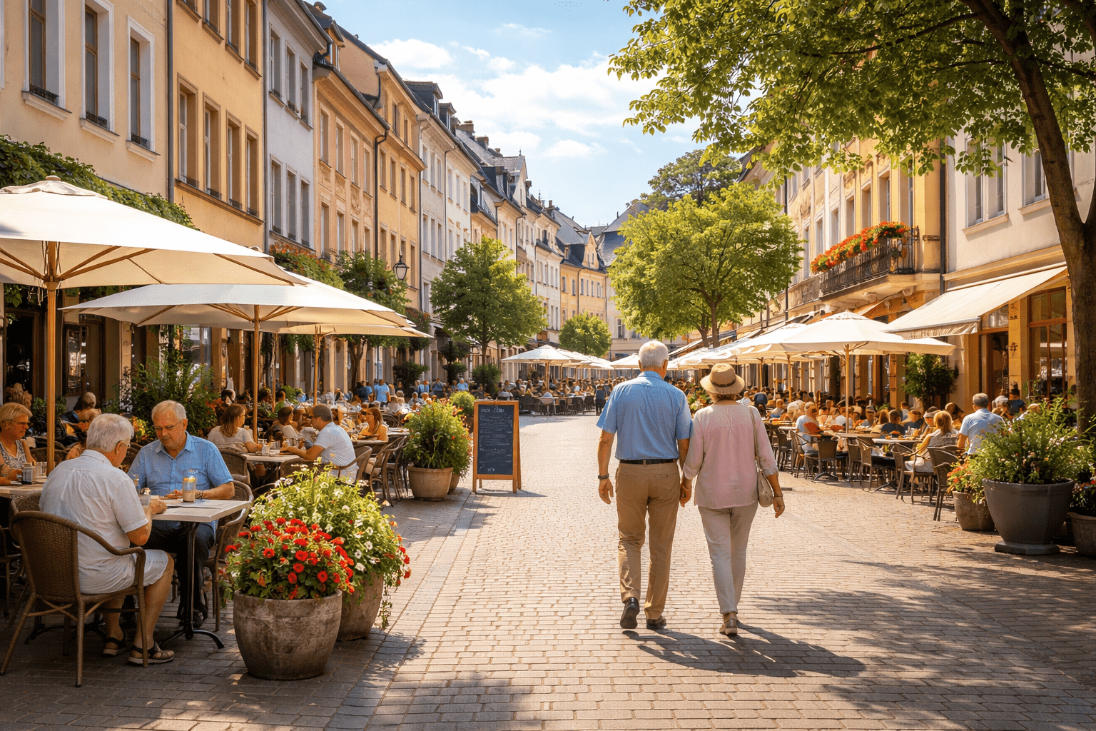 senior friendly travel destination with walkable streets and mild climate
