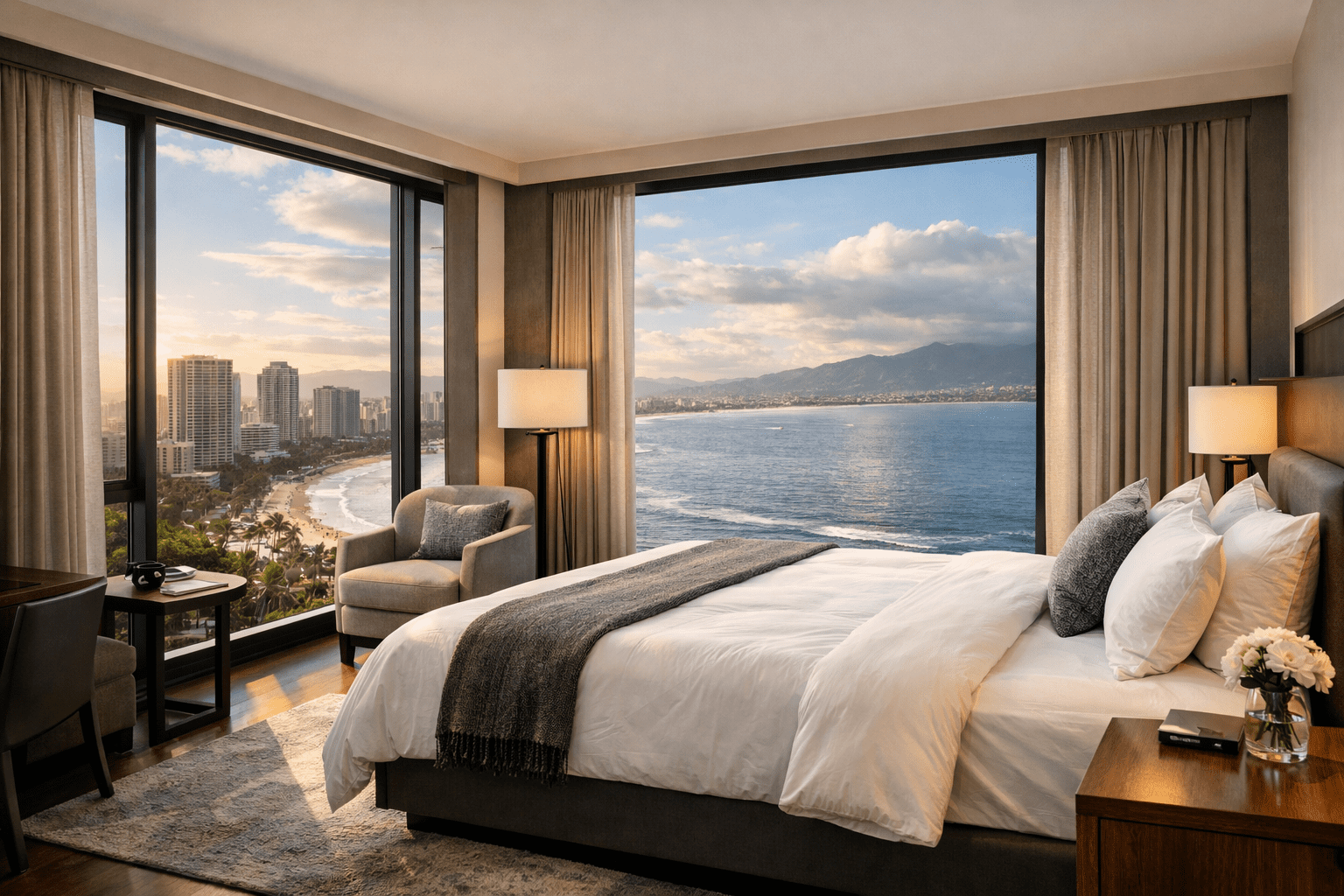 luxury hotel room booked at a discounted price