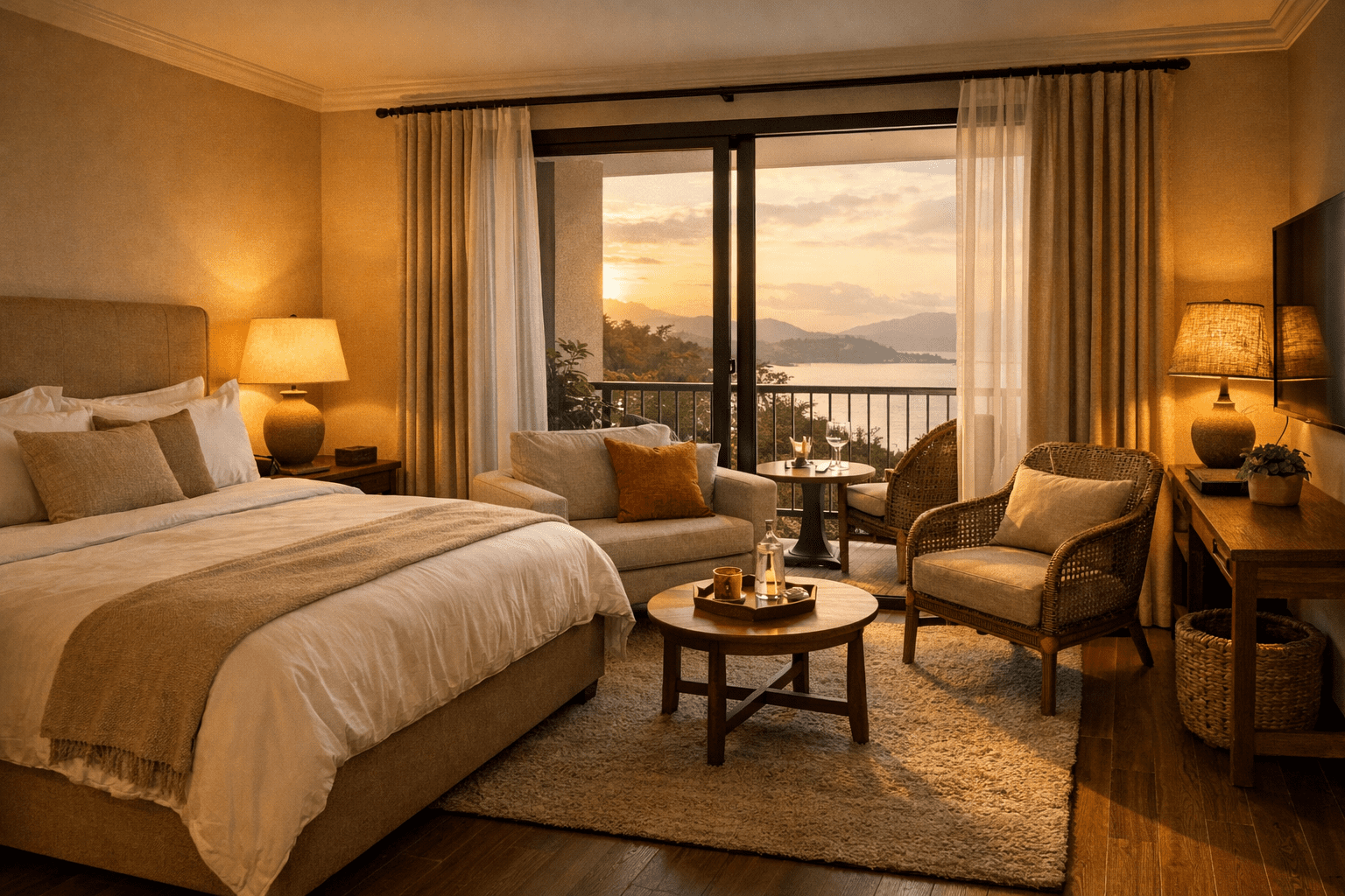 Comfortable boutique hotel room ideal for mature romantic travellers