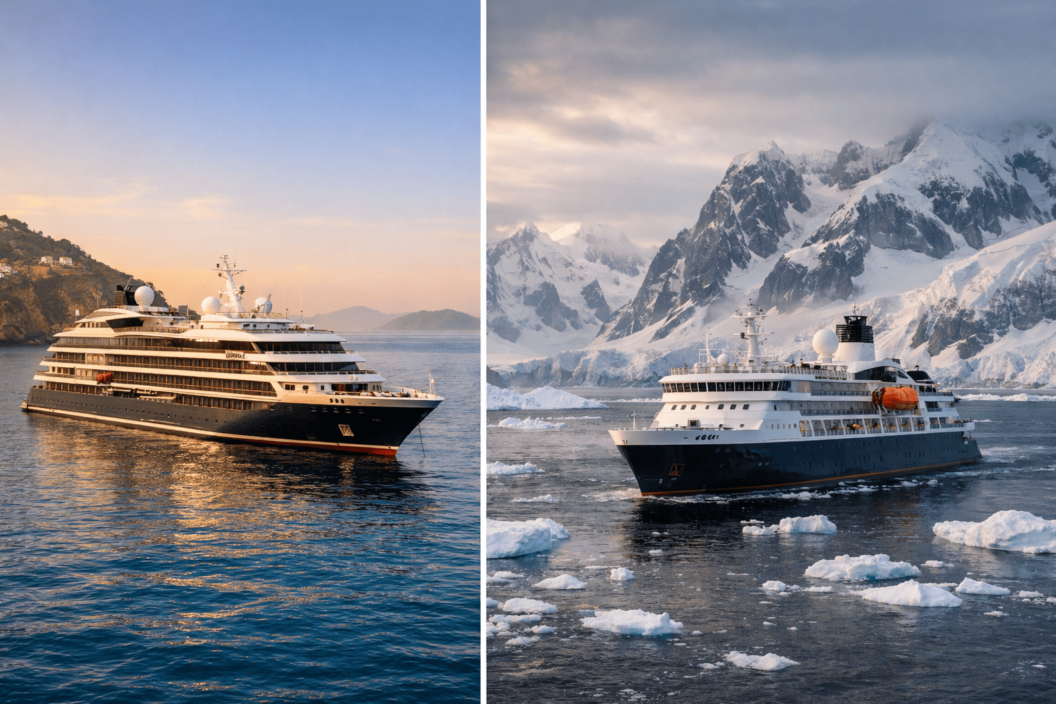 Silversea classic vs expedition ships comparison in Mediterranean and polar environments