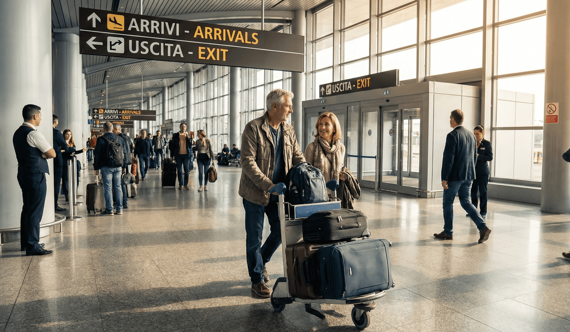 arriving at Rome International airport