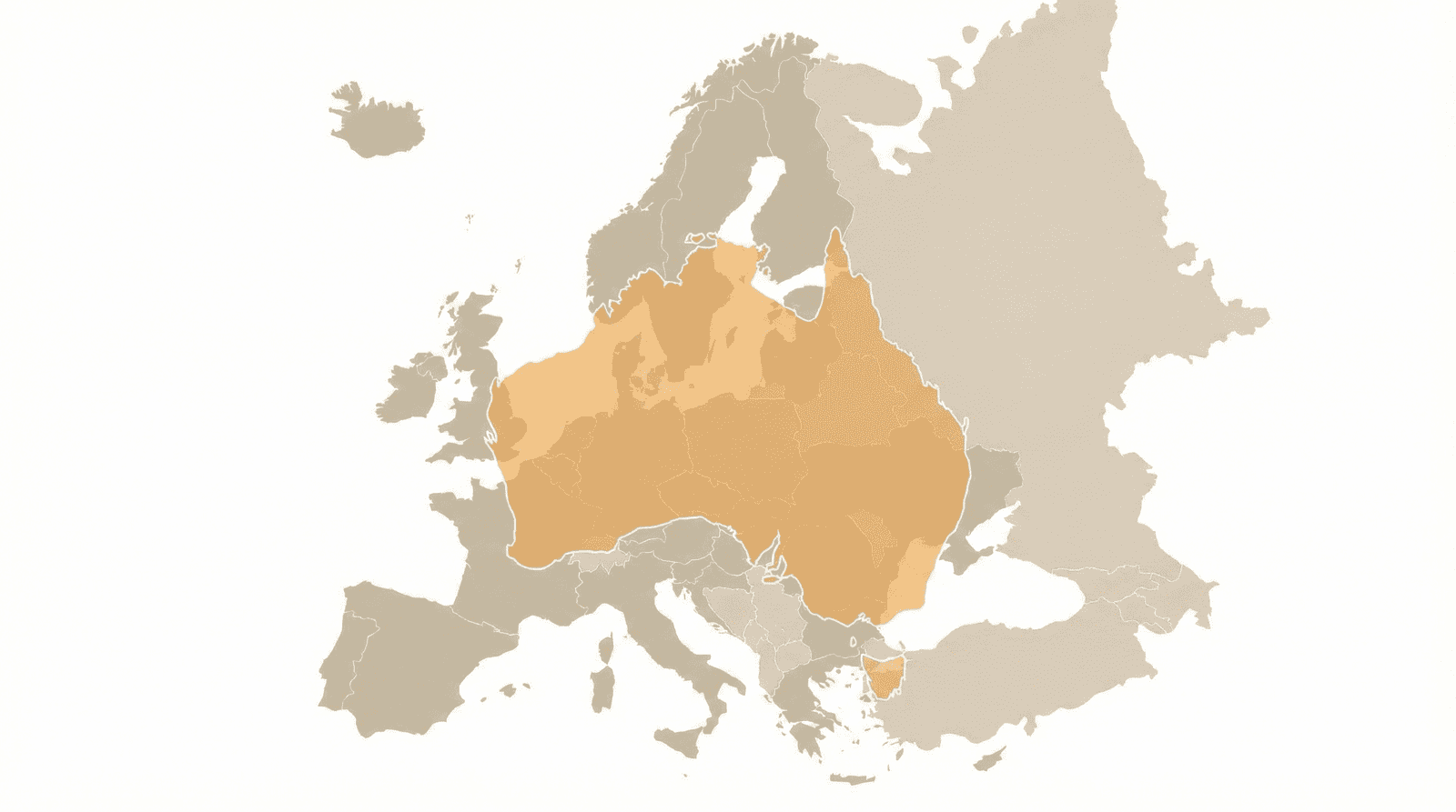Australia size comparison over Europe map