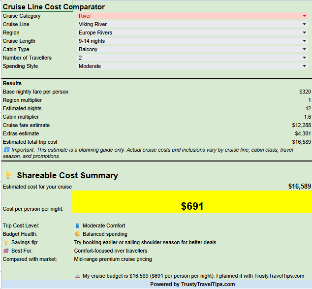 Cruise Line Cost Estimator